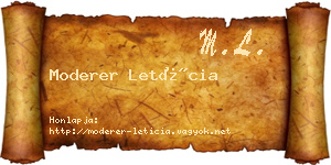 Moderer Letícia névjegykártya
